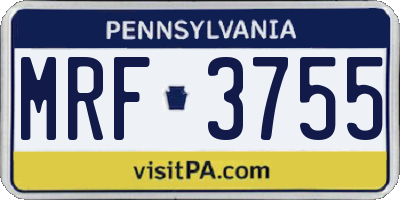 PA license plate MRF3755