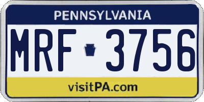 PA license plate MRF3756