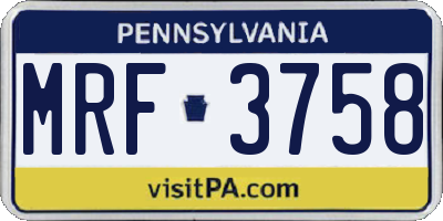 PA license plate MRF3758