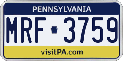 PA license plate MRF3759