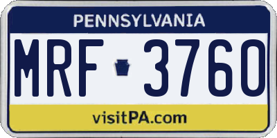 PA license plate MRF3760