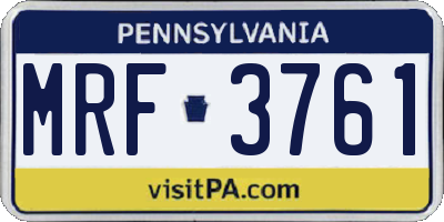 PA license plate MRF3761