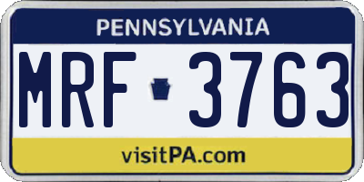 PA license plate MRF3763
