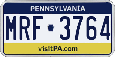 PA license plate MRF3764