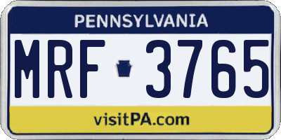 PA license plate MRF3765