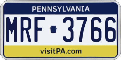 PA license plate MRF3766