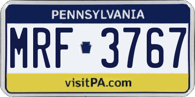 PA license plate MRF3767