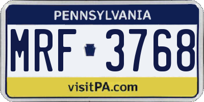 PA license plate MRF3768