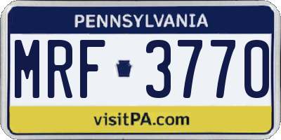PA license plate MRF3770