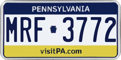 PA license plate MRF3772