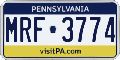 PA license plate MRF3774