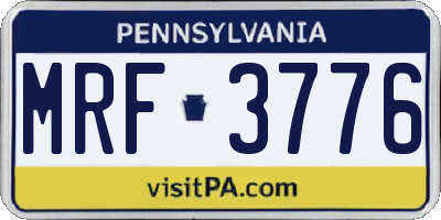 PA license plate MRF3776