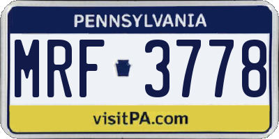 PA license plate MRF3778