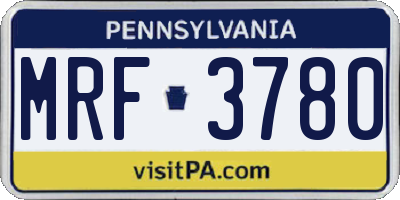 PA license plate MRF3780