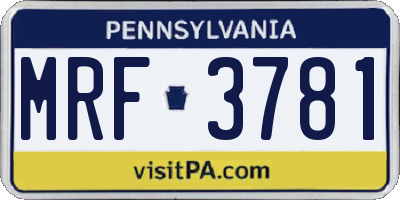 PA license plate MRF3781