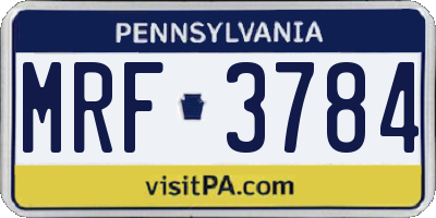 PA license plate MRF3784