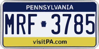 PA license plate MRF3785