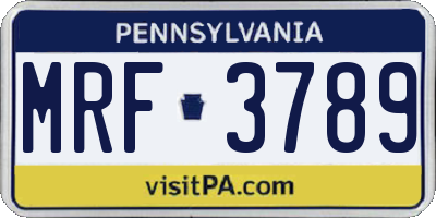 PA license plate MRF3789