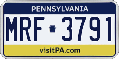 PA license plate MRF3791