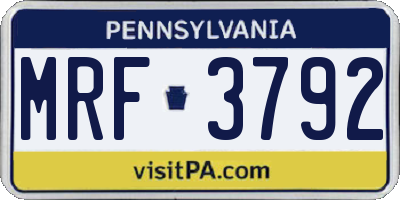 PA license plate MRF3792