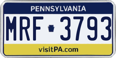 PA license plate MRF3793