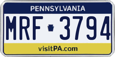 PA license plate MRF3794