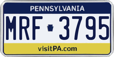 PA license plate MRF3795