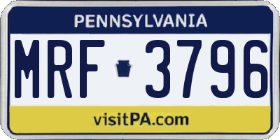 PA license plate MRF3796