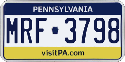 PA license plate MRF3798
