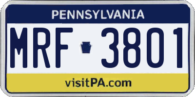 PA license plate MRF3801
