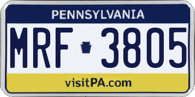PA license plate MRF3805