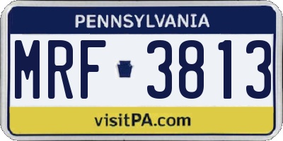 PA license plate MRF3813