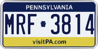 PA license plate MRF3814