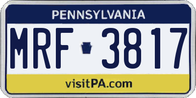 PA license plate MRF3817