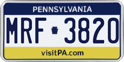PA license plate MRF3820