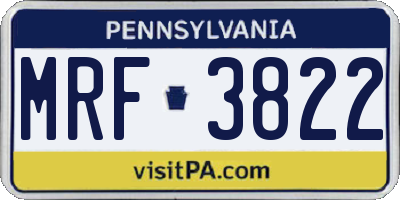 PA license plate MRF3822
