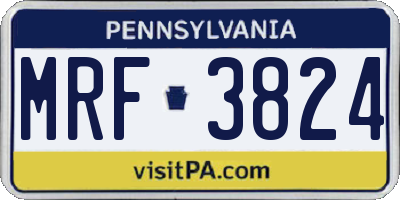 PA license plate MRF3824