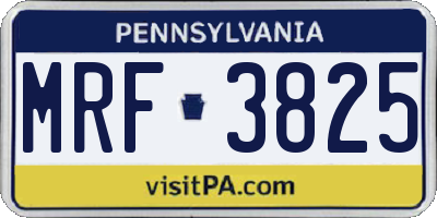 PA license plate MRF3825