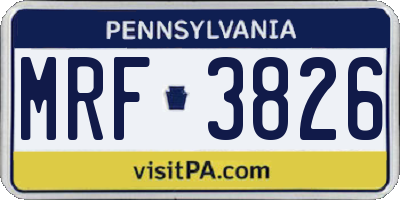 PA license plate MRF3826