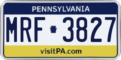 PA license plate MRF3827