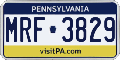 PA license plate MRF3829