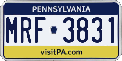 PA license plate MRF3831