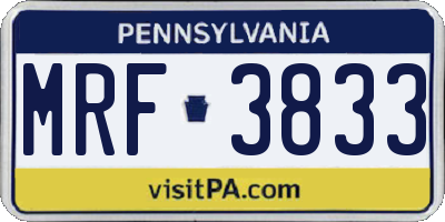 PA license plate MRF3833