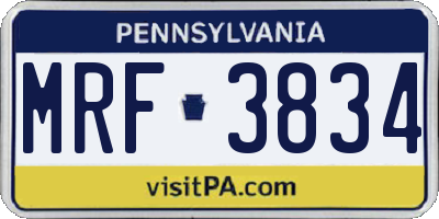 PA license plate MRF3834
