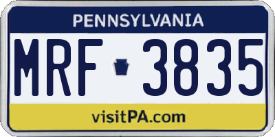 PA license plate MRF3835
