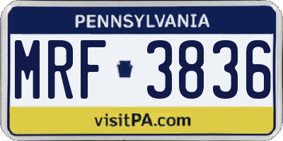 PA license plate MRF3836