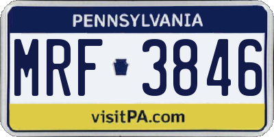 PA license plate MRF3846
