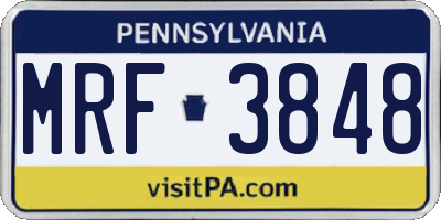 PA license plate MRF3848
