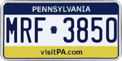 PA license plate MRF3850