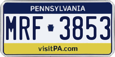 PA license plate MRF3853